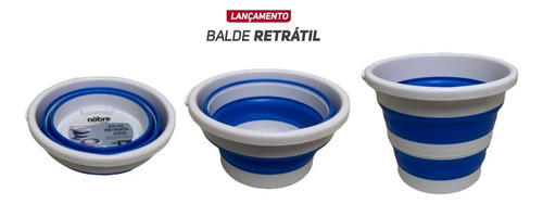 Balde Dobrável 10 L Azul Plástico Retrátil Desmontável Mop