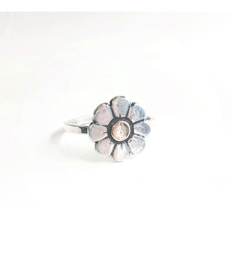 Anillo Flor En Plata Y Oro