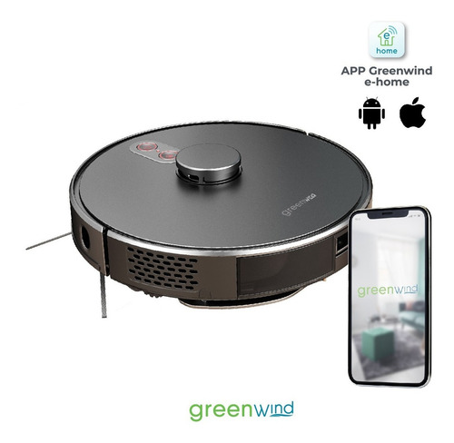 Aspiradora Robot Laser Con Mopa Greenwind Ar12-ls Color Negro
