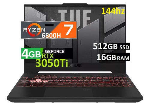 Asus Tuf A15 Ryzen 7 16gb Ram  512ssd Gráfica Rtx3050ti 4gb