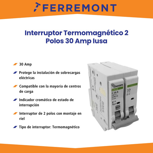 Interruptor Termomagnético 2 Polos 30 Amp Iusa