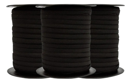 Rolo De Elástico Preto De 3mm Com 300 Metros