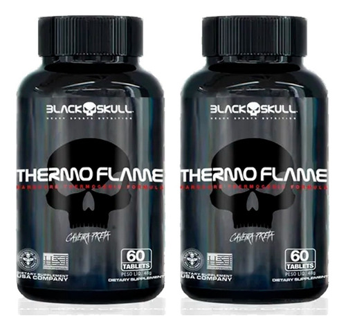 Combo 2x Thermo Flame - 60 Tabletes Cada - Black Skull Sabor Natural