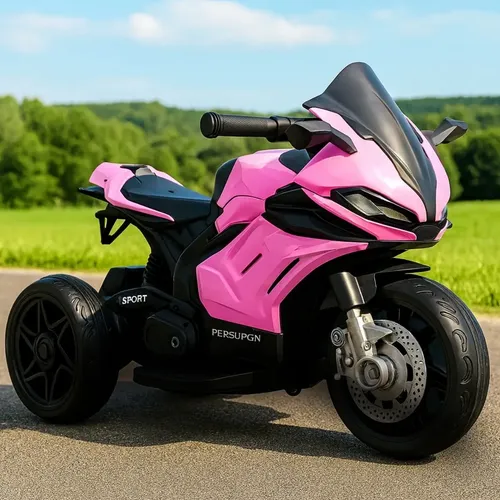 Mini Moto Eletrica Infantil Brinq Kids Rosa 6v Com Luzes E Buzina