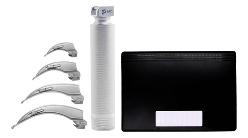 Kit Laringoscópio Standard Cabo + 4 Lâminas Curvas+estojo Md