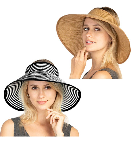 2 Sombreros De Playa Para Mujer, Plegables, Enrollables