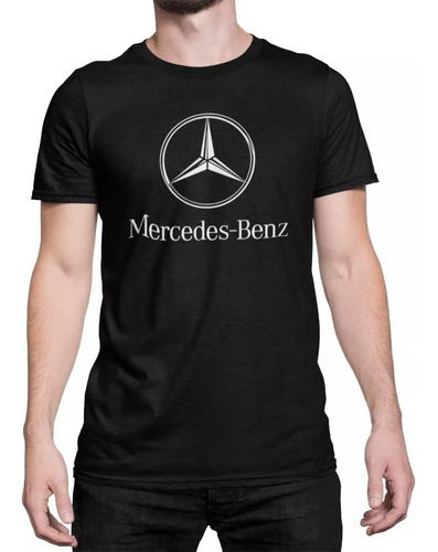 Polera Negra Estampada Hombre Mercedes Benz