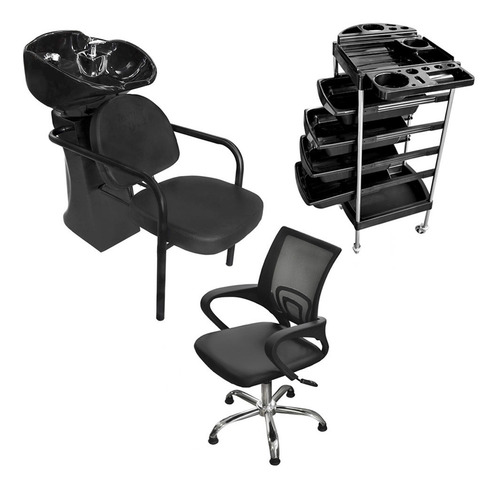 Combo Lavacabeza Dark + Sillón Luxury Day +módulo Andrew Iii