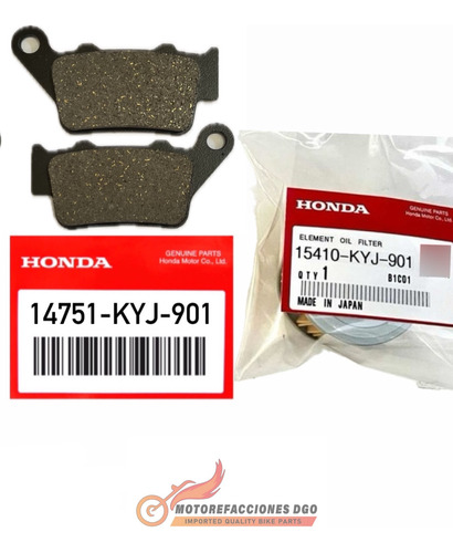 Balatas Traseras Y Filtro De Aceite Honda Cbr 250 Bybre