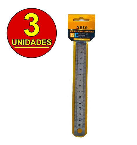 3 Reglas De Acero Inoxidable 15cm Ante