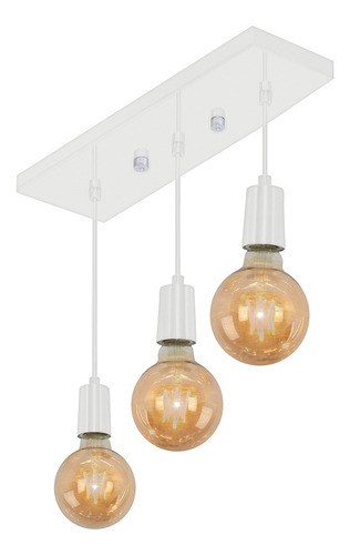 Pendente Retangular Triplo Tubo Gourmet Branco