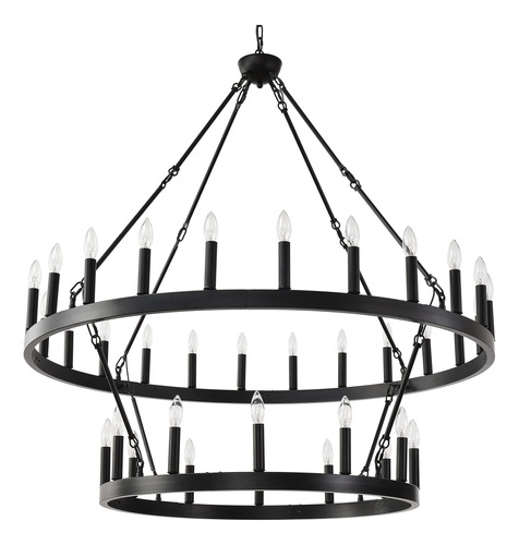 Candelabro Negro De 48 Pulgadas, 2 Niveles Y 36 Luces, Colga