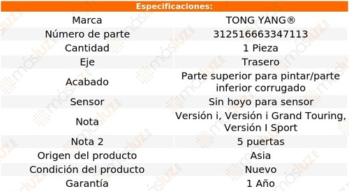 1- Defensa Trasera S/hoyo P/sensor Cx-3 2016/2020 Tong Yang