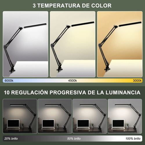 Lámpara De Escritorio Led, Lámpara Led Con Brazo Oscilante