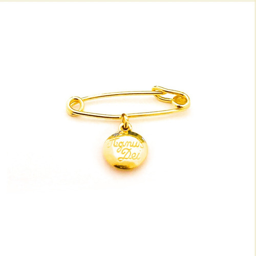 Alfinete Ouro 18k C/ Pingente Agnus Dei (av) Cor Dourado