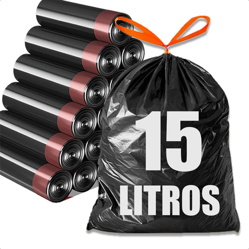 Saco De Lixo Com Cordão 15 Litros 45x50 Em Rolo C/150 Uni