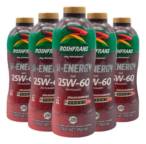 Kit 4.75 Litros Aceite Multigrado Hi-energy 25w60 Roshfrans