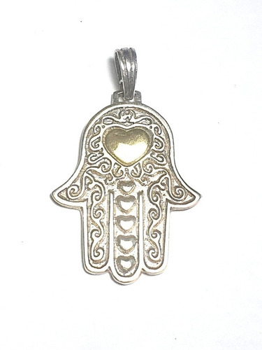 Dije Mano De Fatima Hamsa De Plata 925 Y Oro