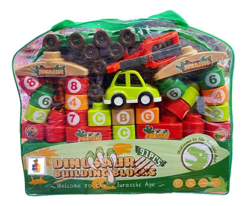 Set De Construcción Mundo De Dinosaurios 91 Bloques + Dinos