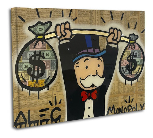 Cuadro Lienzo Canvas 80x120cm Señor Monopoli Dinero Pesas