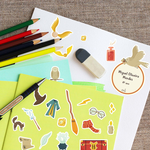 Imagem 2 de 3 de Etiquetas Escolares Bruxinho Harry Personalizadas Kit Jumbo