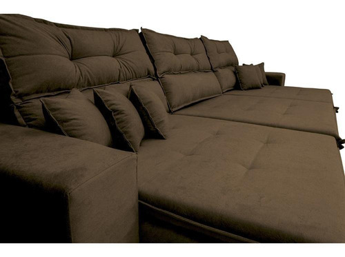 Sofá Cairo 4,12m Retrátil Reclinável Tecido Suede Café Cama inBox
