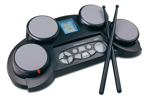 Bateria Eletrônica Musical 4 Pads Medeli Dd-61 Com Baquetas Cor Preto