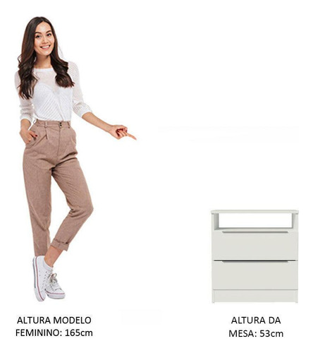 Mesa De Cabeceira Madesa 3227 Com 2 Gavetas - Branco