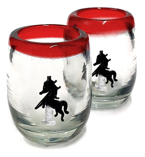 Set 6 Shot Tequilero Barril Con Borde Color Y Caballo Negro