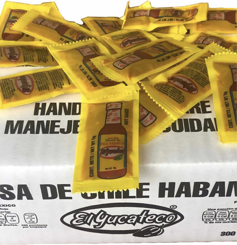 El Yucateco, 300 Sachets 5ml. Salsas Roja Mexicana Premium