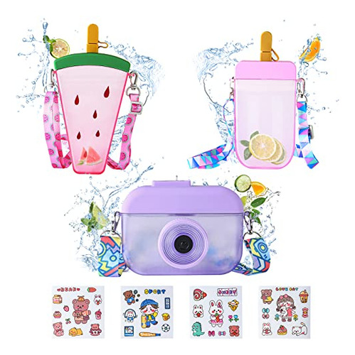 Bonitas Botellas De Agua Con Pajitas Para Niños De 300 Ml Cr