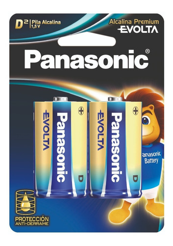 Panasonic- Pilas D Alcalina, Premium Evolta, Paquete Con 2