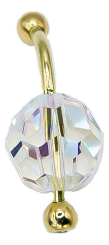 Piercing Ombligo Oro 18k Cristal Swarovski Bola 10mm Copawa