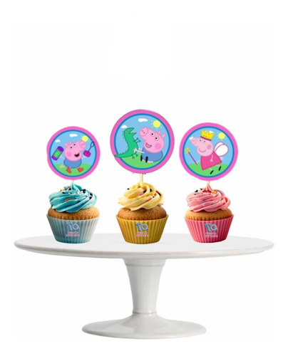 Cupcake Toppers Peppa Pig Adorno Para Muffins X10