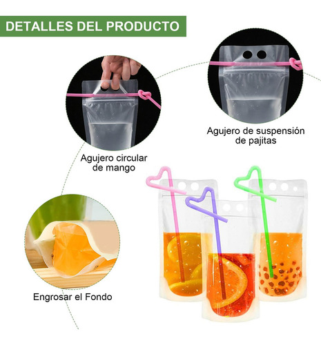 Ff 100 Bolsas De Bebida Con Pajita, Bolsas De Bebida,