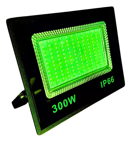 Refletor Led 300w Verde Jardim Sitio Chacara Ip66 Holofote Preto Verde