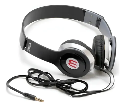 Fone De Ouvido Headphone Com Fio Estéreo Dobrável Celular Pc Preto
