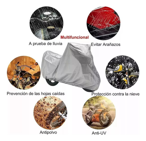 Funda Cubierta Impermeable Xl Cubre Moto Vehículo Anti Uv Gris