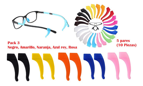 Sujetador Lentes Ganchos Antideslizantes Silicona 10 Piezas