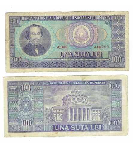 Billete De Rumania, 100 Lei, 1966.  Jp