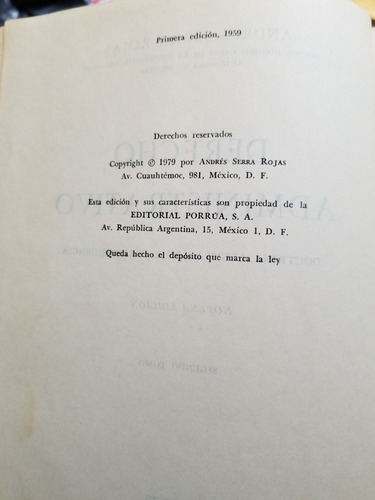 A0 Derecho Administrativo Andres Serra Rojas 9.a Edición (Usado)