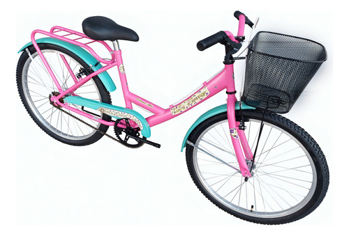 Bicicleta playera femenina Danger Paseo Lady Flowers R24 color rosa mate/verde