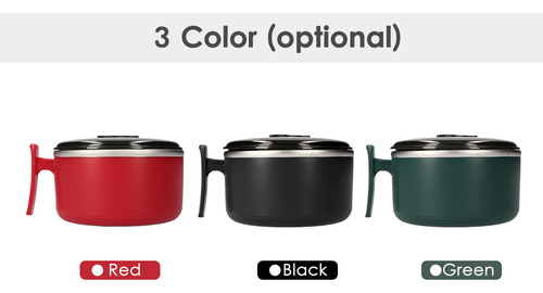 Tazón De Sopa De Acero Inoxidable De 33 Oz Con Tapa Y Asa,