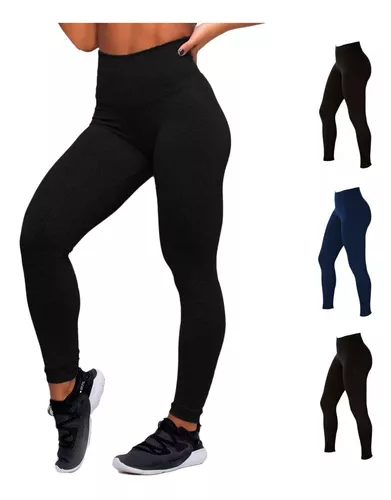 Kit 3 Calça Legging Suplex Fitness Lisa Feminina Grossa Leg