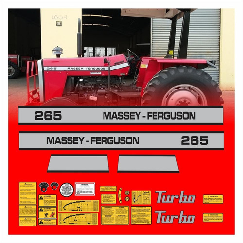 Kit Adesivo Etiquetas Trator Massey Ferguson 235 Mf235 Turbo Cor Prata