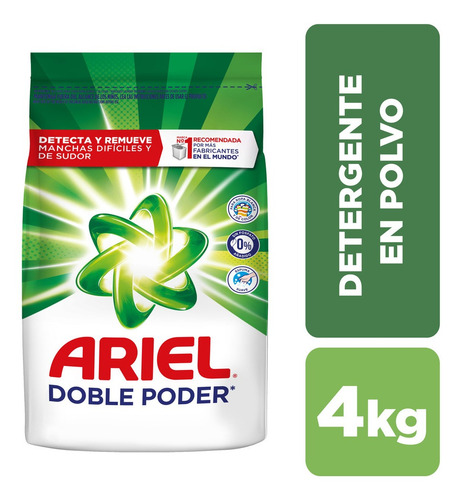 Imagen 1 de 10 de Detergente En Polvo Ariel Doble Poder 4 Kg