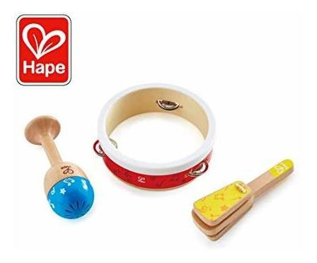 Hape Junior Juego De Percusión | 3 Piezas De Madera Instrume