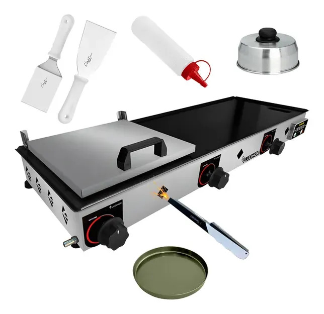 Chapeira Profissional a Gás 90x30 Inox Kit Completo para Lanches