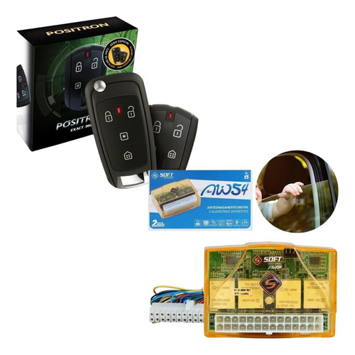 Alarme Ex360 Canivete + Módulo De Vidros Soft Aw54 4 Portas