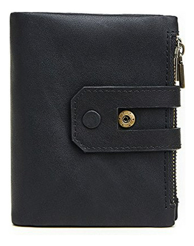 Cartera Rfid Cuero Genuino Hombre-doble Cremallera